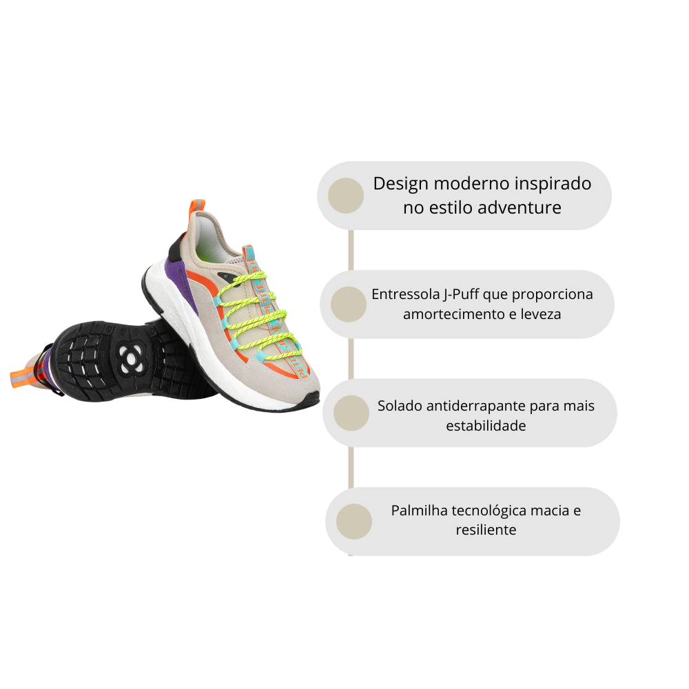 Tênis Feminino Petite Jolie Puff Sneaker Multi Colorido