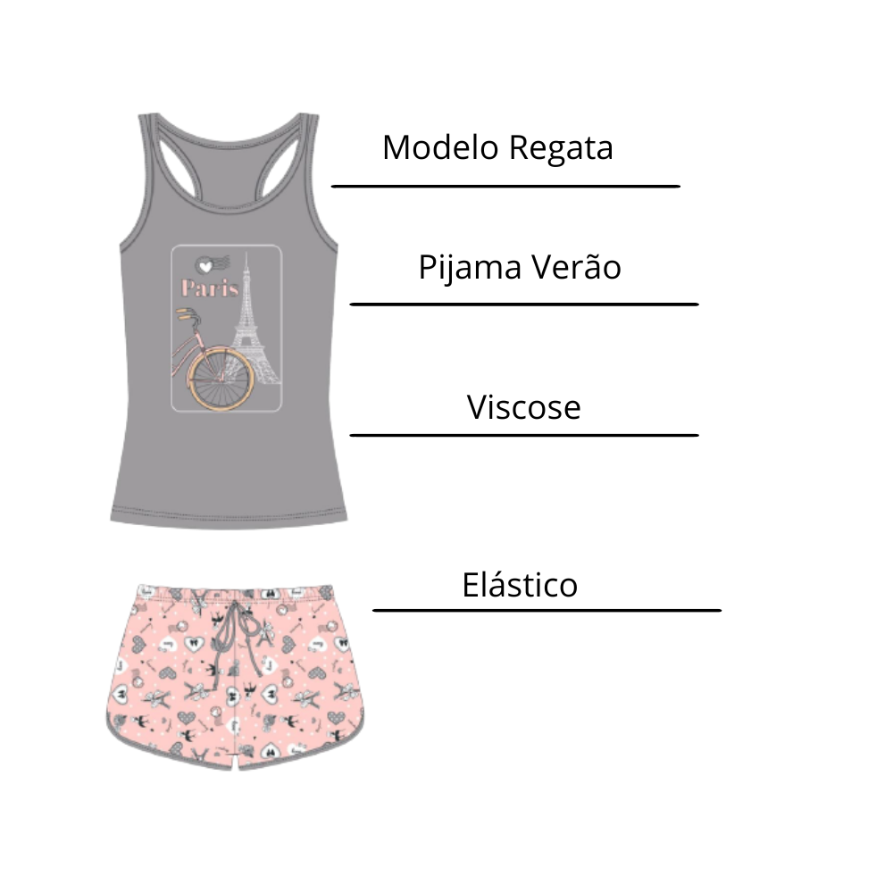 Pijama Feminino Regata em Viscose Conforto