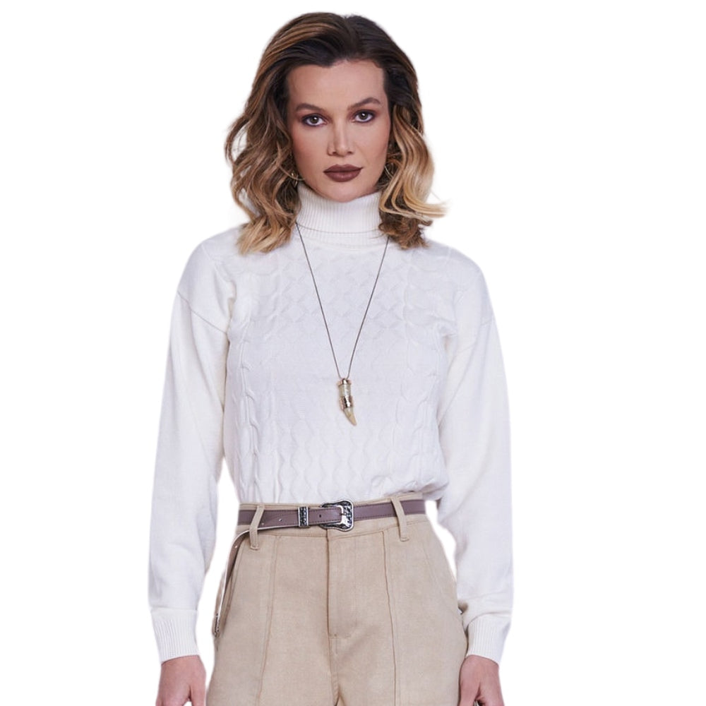 Malha Feminina Tricot Gola Alta