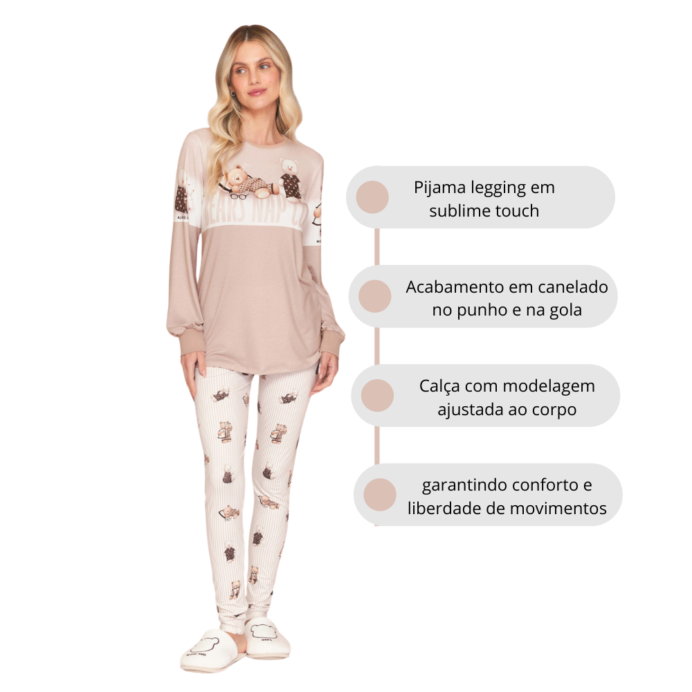 Pijama Legging Feminino Nap Club em Sublime Touch - Lua Luá