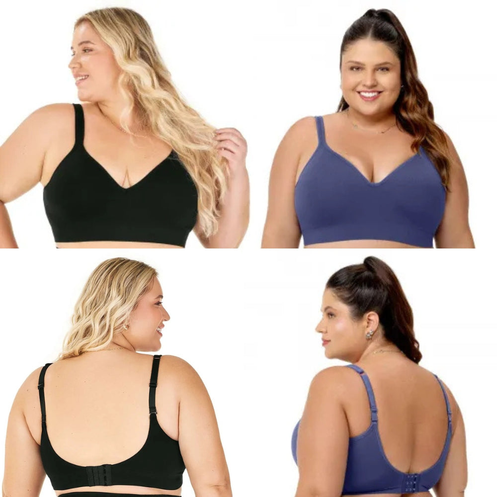 Sutiã Comfort Plus Duplo Alças Largas Reguláveis com Bojo sem Costura