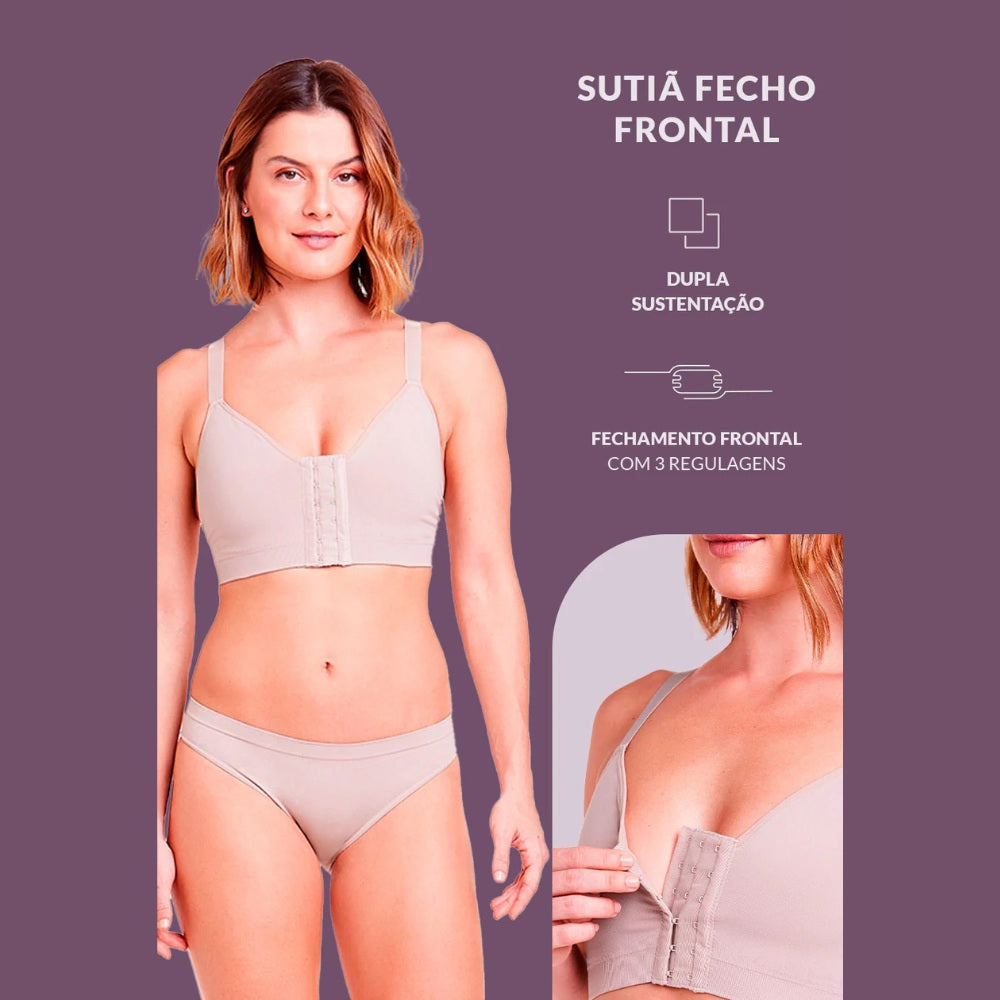 Sutiã Fecho Frontal e Dupla Sustentação e Tratamento Hidrófilo