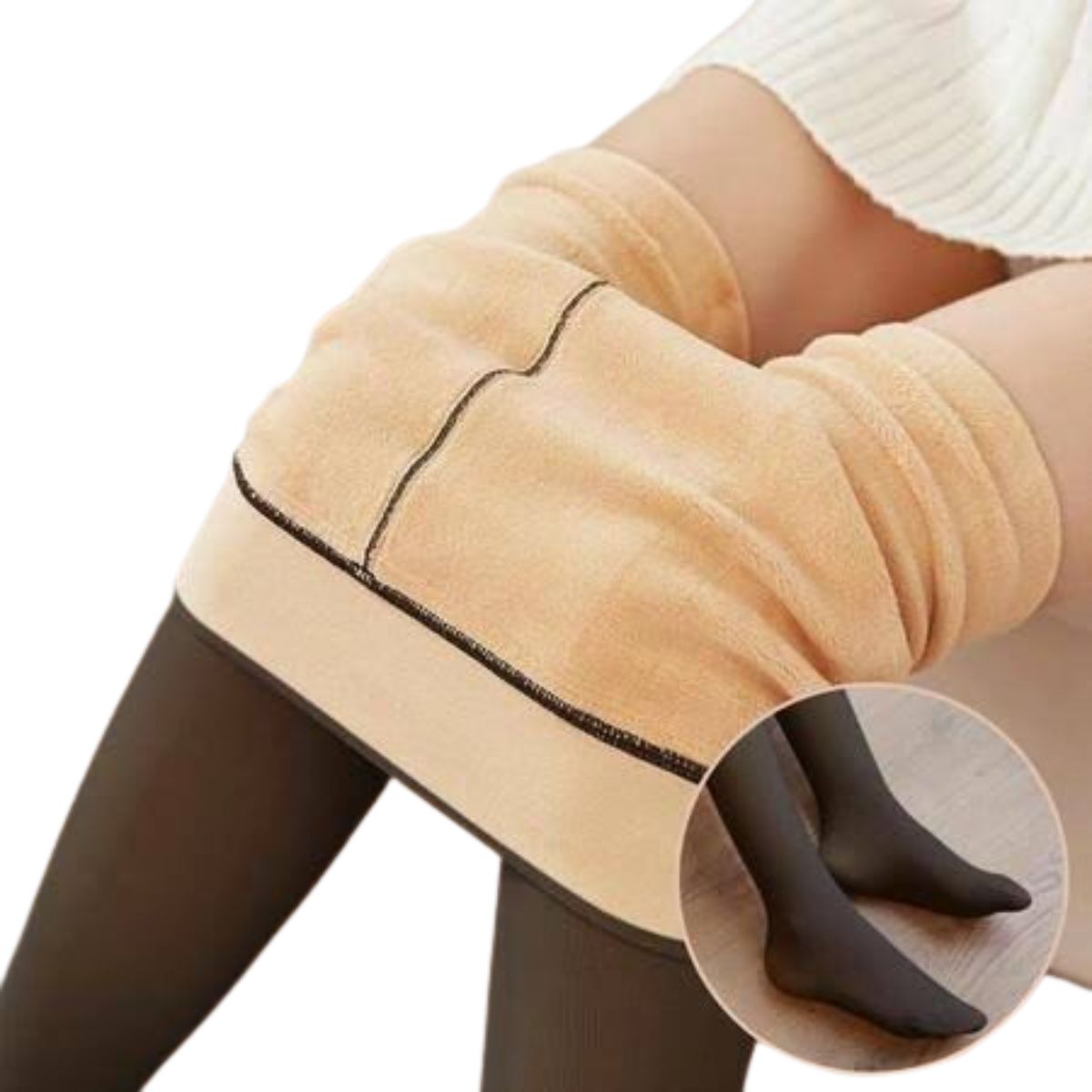 Meia Calça Translucida com Forro Interno de Lã