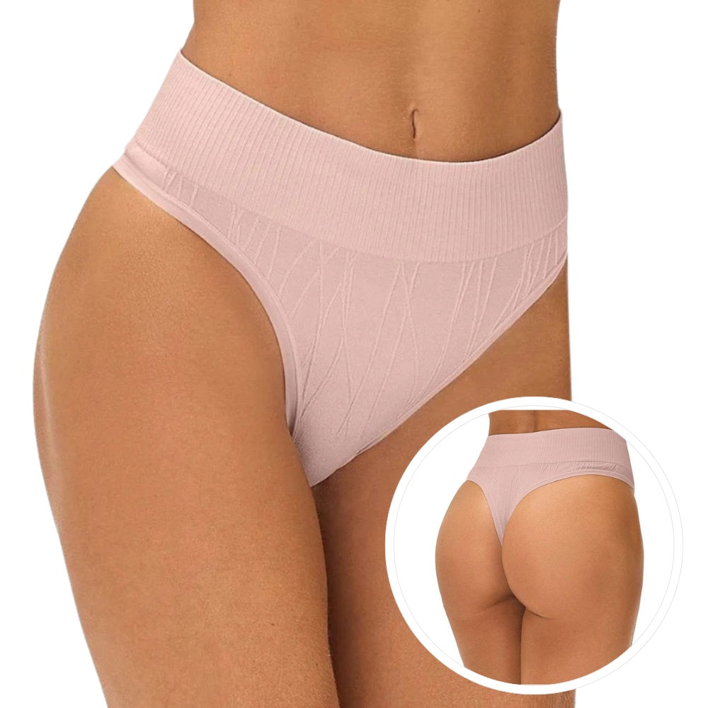 Calcinha Fio Dental Jacquard Sem Costura e Cós Alto que Não Marca