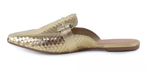 Mule Cobra Lux Dourado Elegância e Originalidade