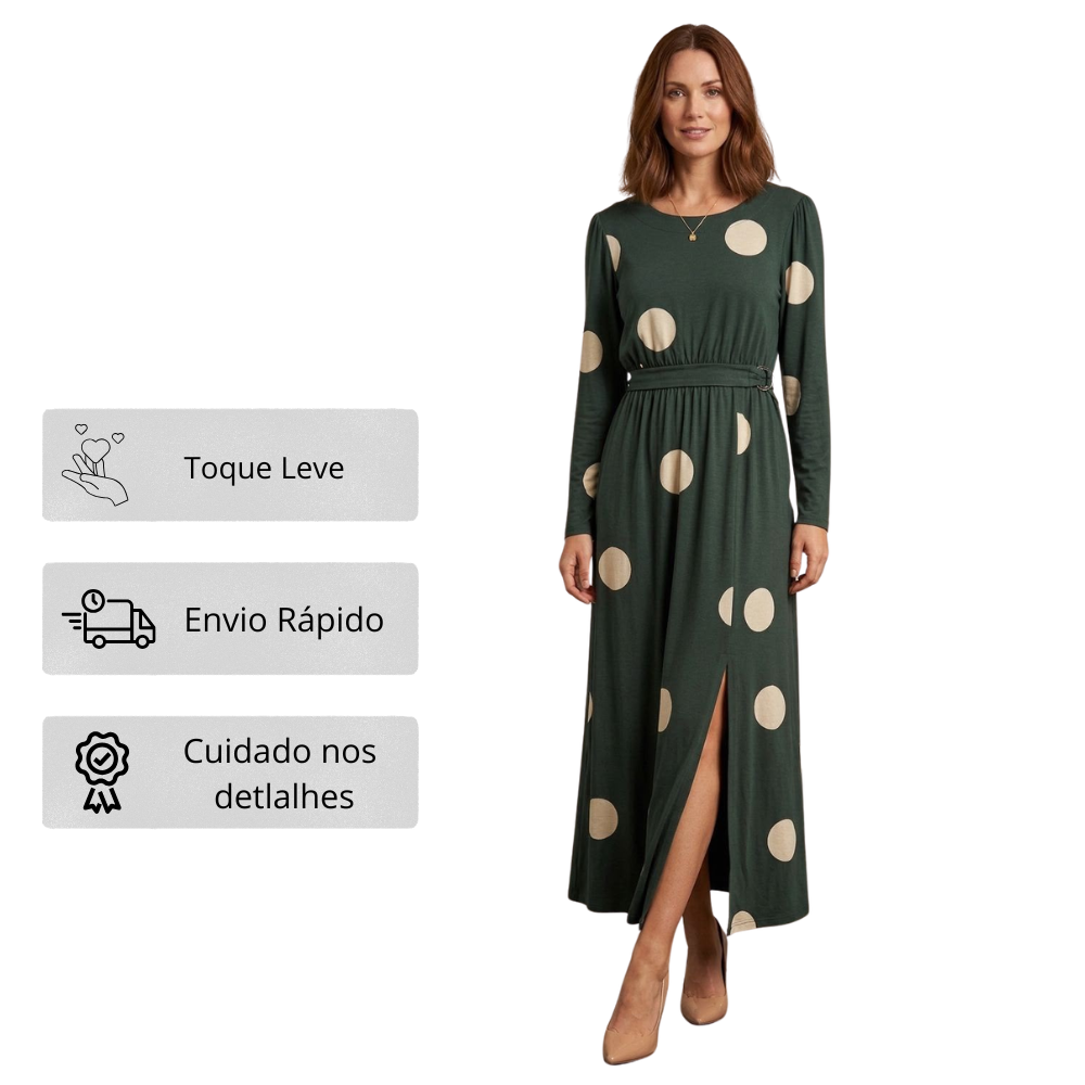 Vestido Longo Manga Longa em Viscose: Caimento e Conforto Tamanho M