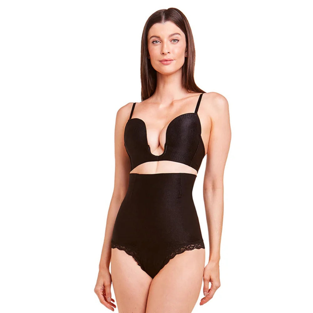 Calcinha Cintura Alta Inteira Reduz Medidas de Abdômen Detalhe em Renda