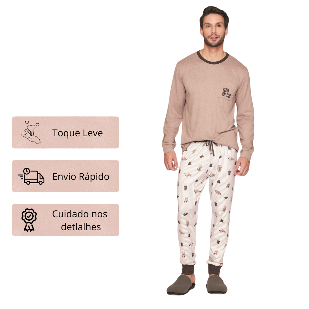 Pijama Jogger Masculino Nap Club em Malha Melange Sublime Touch - Lua Luá