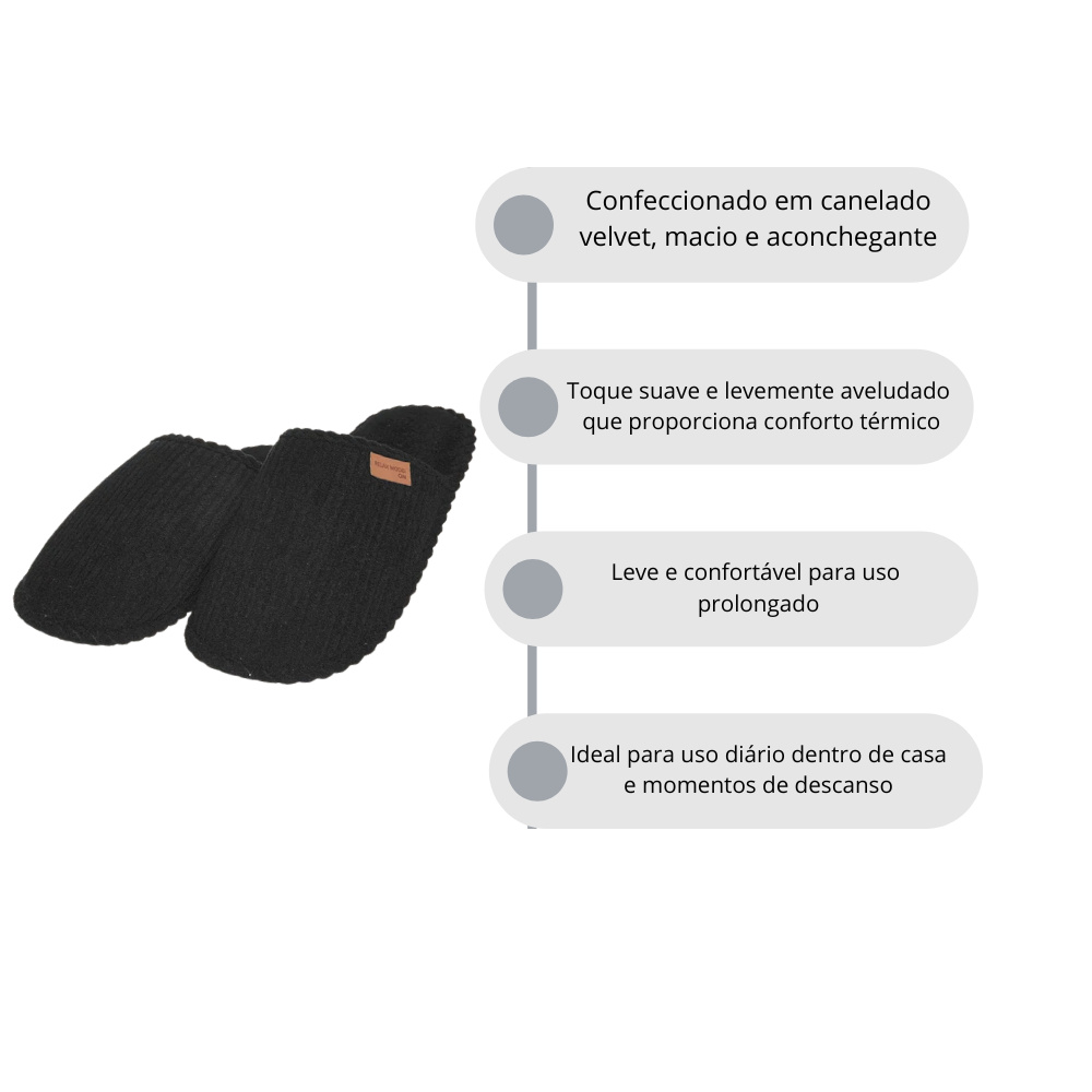 Chinelo de Pano Slider Masculino em Canelado Velvet