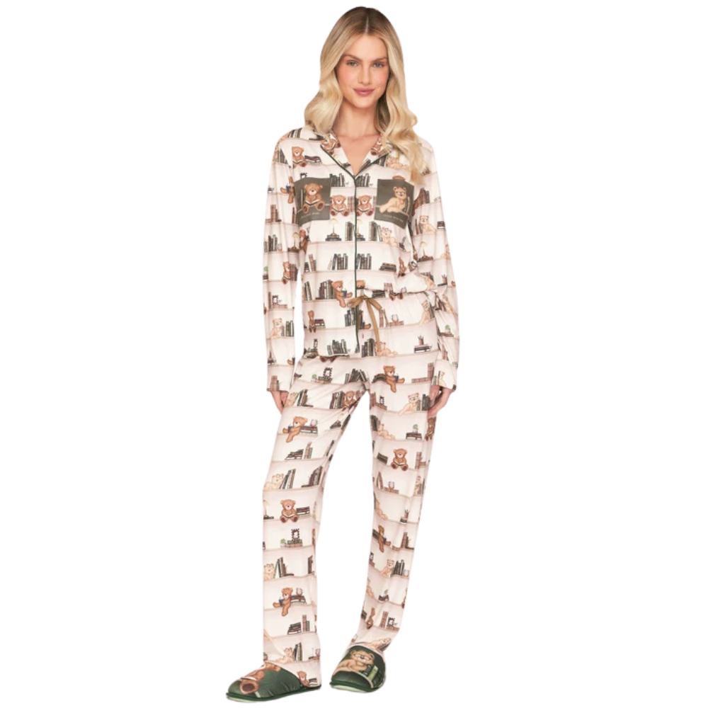 Pijama Aberto Feminino Longo All Print com Bolso BB Moment em Sublime Touch