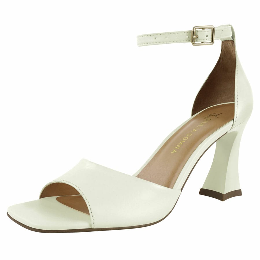 Sandália Alta Off White em Couro - Perfeita para Ocasiões Especiais