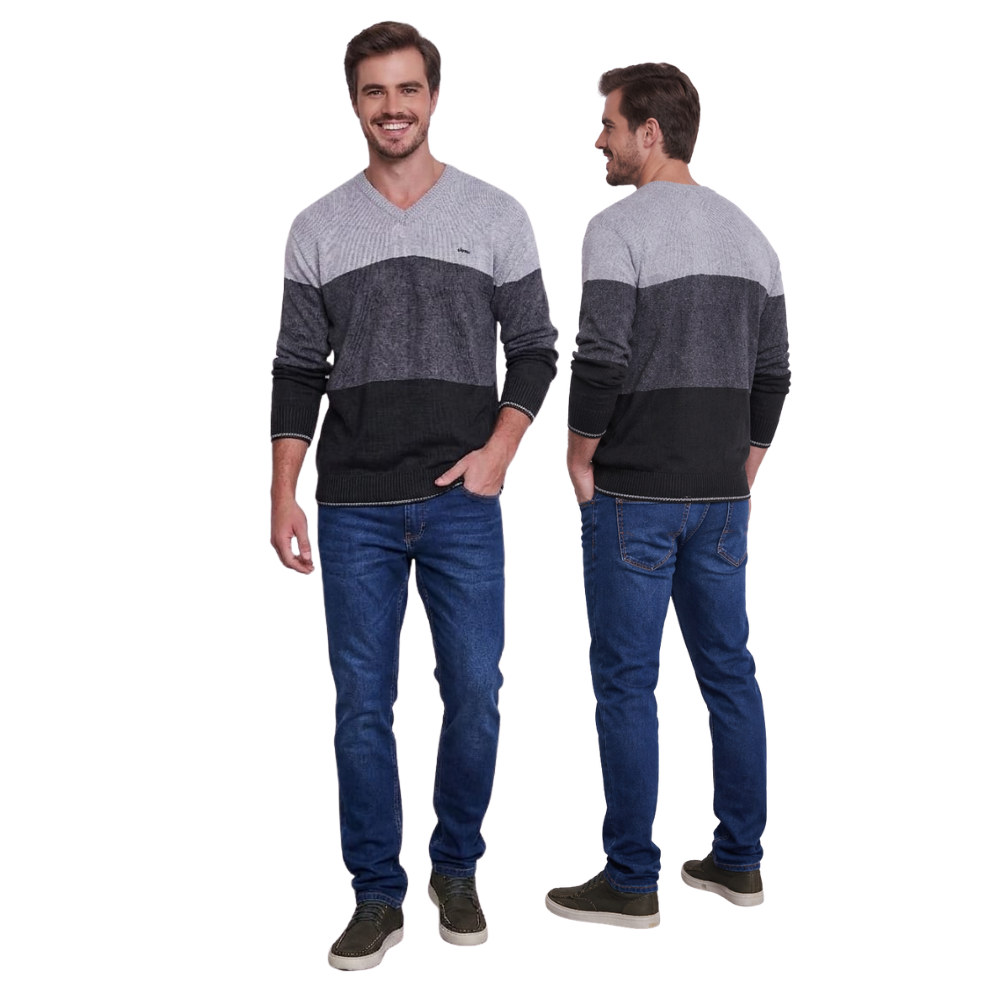 Malha Masculina em Tricot Gola V