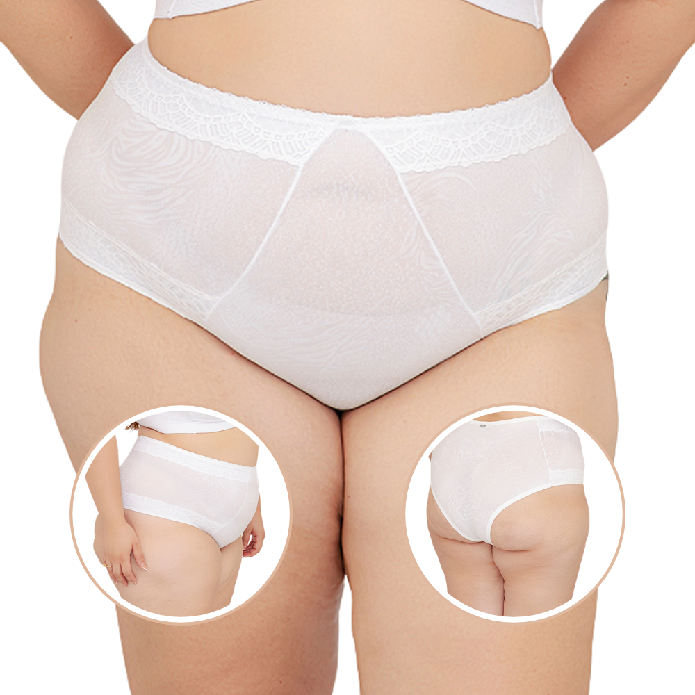 Calcinha Plus Size Cintura Alta Frente V Modeladora Confortável