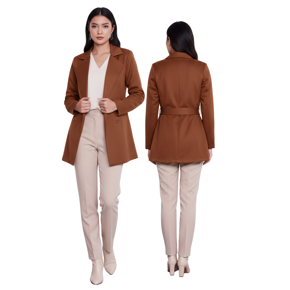 Blazer Coat Suede Feminino Alongado com Amarração Toque Aveludado -  Ilícito