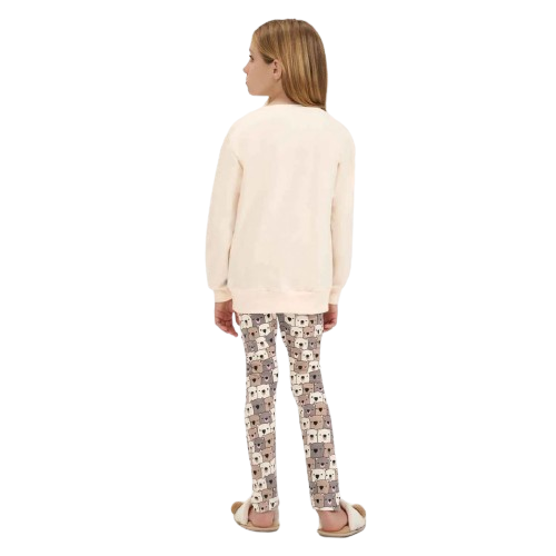 Pijama Manga Longa com Legging Infantil Feminino Cor com Amor