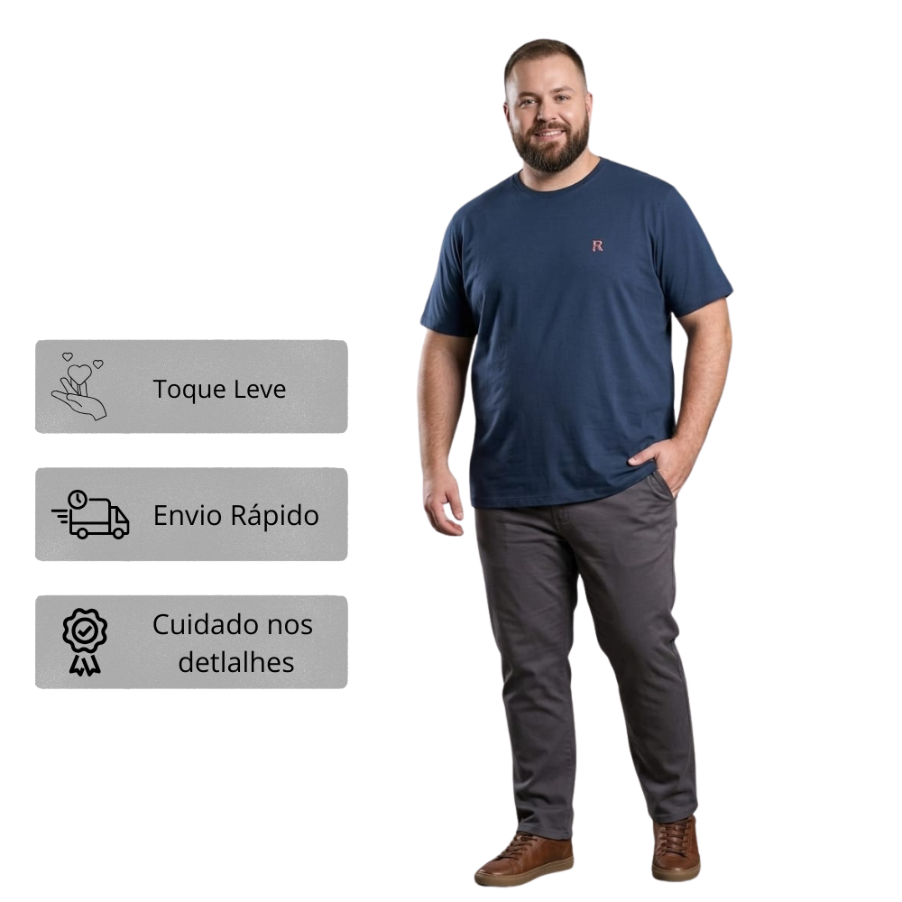 Camiseta Básica Masculina 100% Algodão