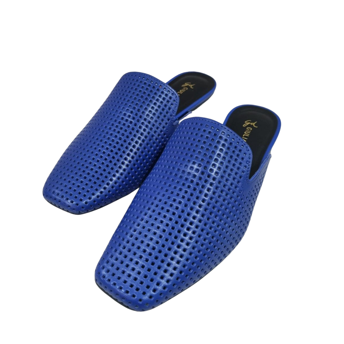 Mule Atano Azul em Couro Vazado Perfeito para o Dia a Dia