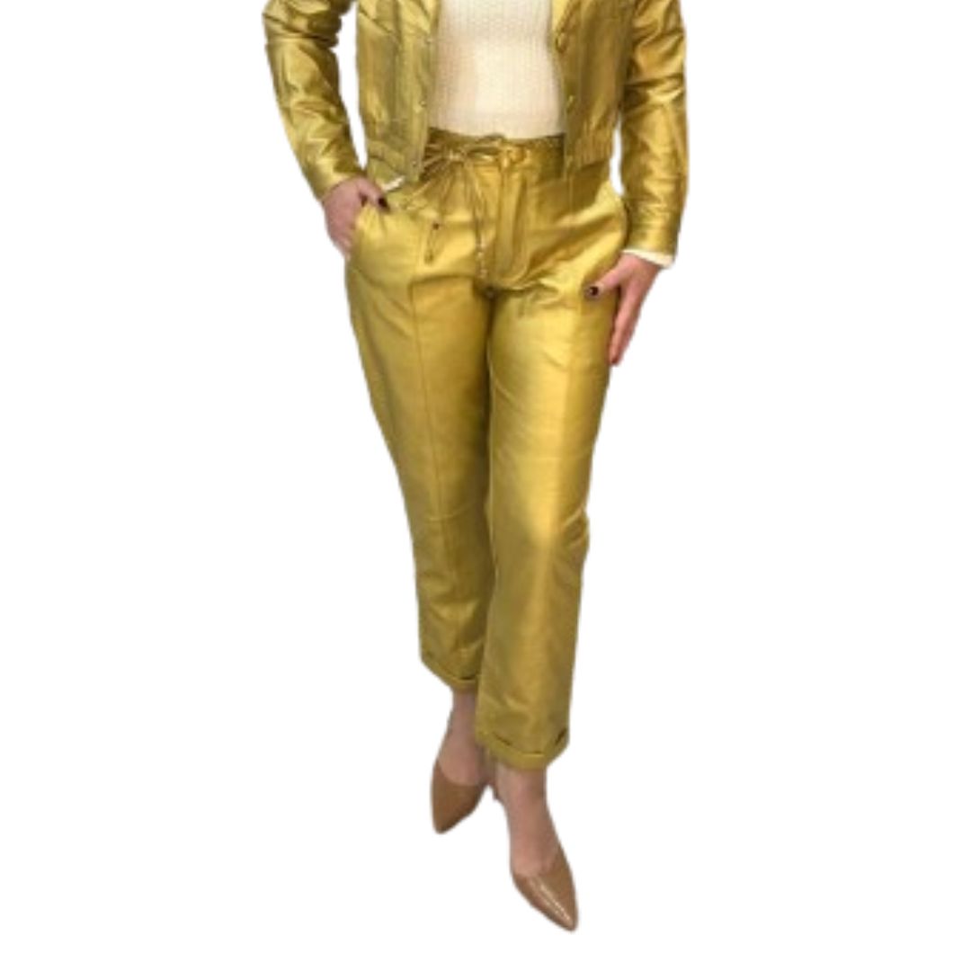 Calça Feminina Dourada Metalizada