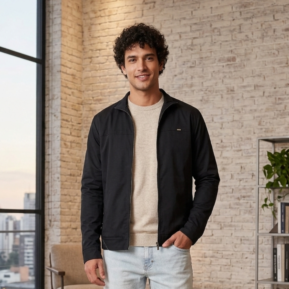 Jaqueta Masculino Casual com Gola e Zíper Feita com Tecnologia Moderna