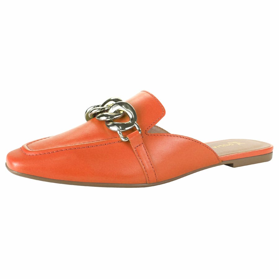 Mule Atanado Stone Laranja com Detalhe Dourado