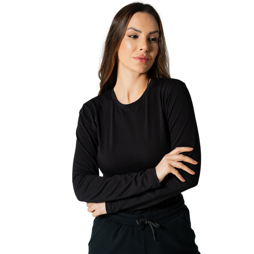 Básica Feminina Térmica em Algodão Gola Redonda