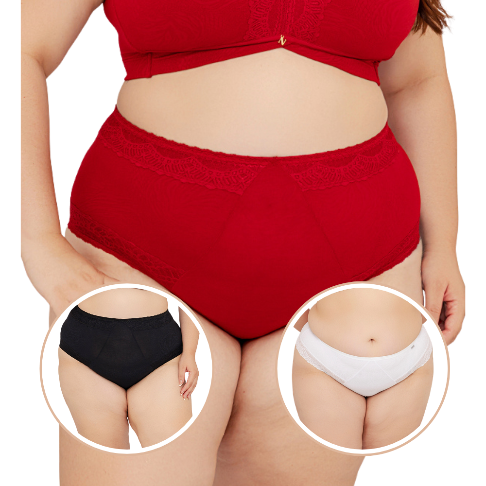 Calcinha Plus Size Cintura Alta Frente V Modeladora Confortável