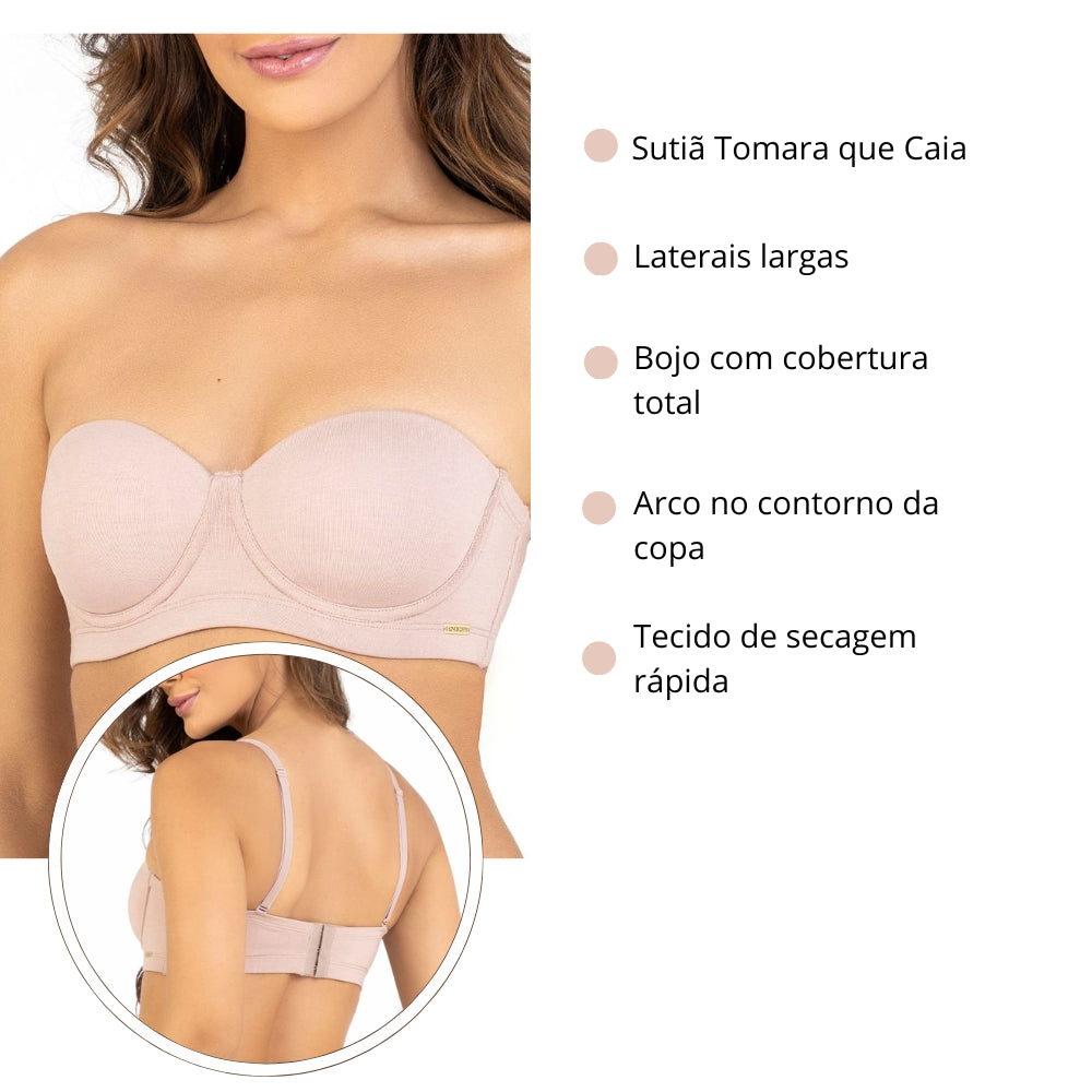 Sutiã  Tomara que Caia Bustiê em Microfibra Ecológica Macia e Confortável