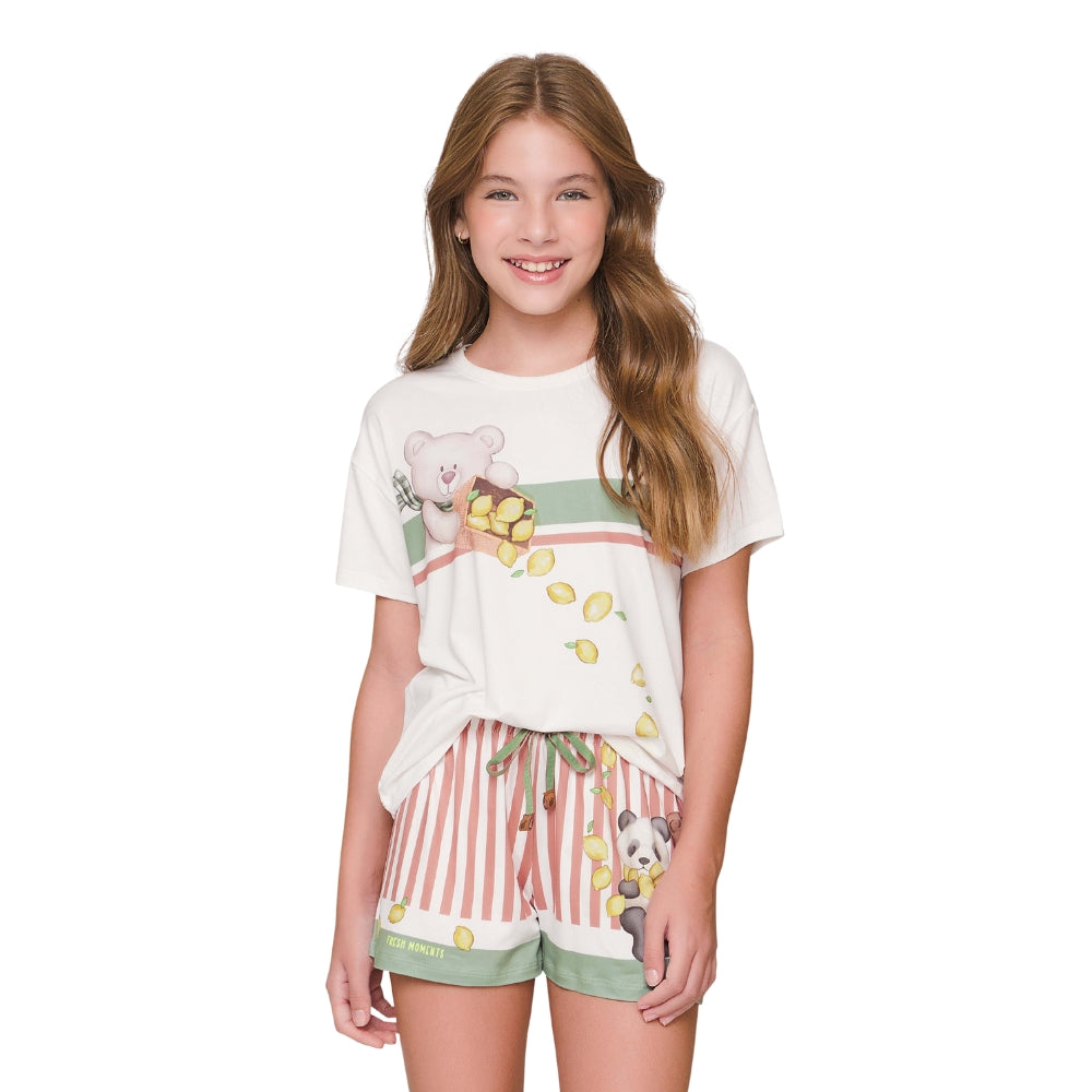 Pijama Short Doll Infantil em Sublime Touch com Elástico na Cintura