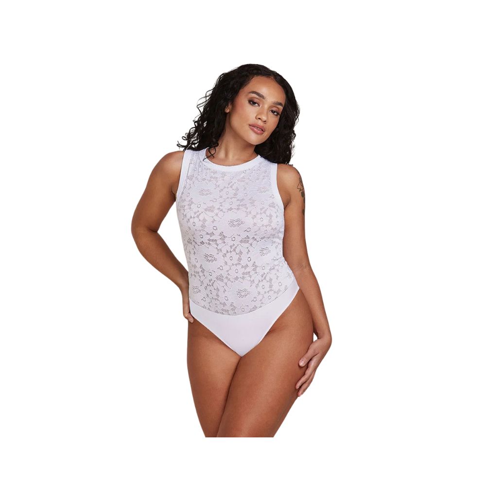 Body Regata Fio Dental Em Renda Floral