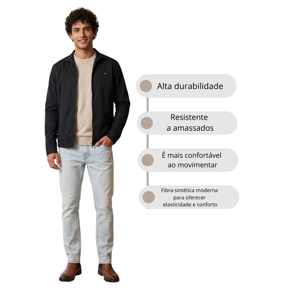 Jaqueta Masculino Casual com Gola e Zíper Feita com Tecnologia Moderna
