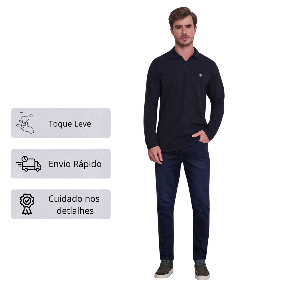 Camisa Masculina Gola Polo Tradicional em Algodão