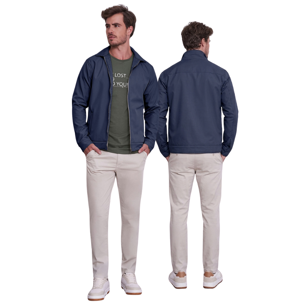 Jaqueta Masculina com Gola e Zíper Leve Confortável e Moderna