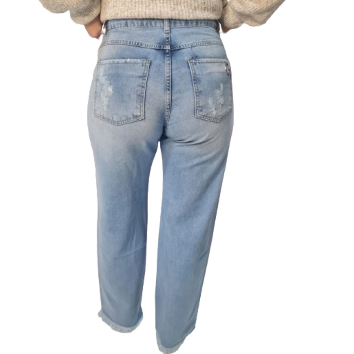 Calça Jeans Feminina Estilo Wide Leg em Algodão