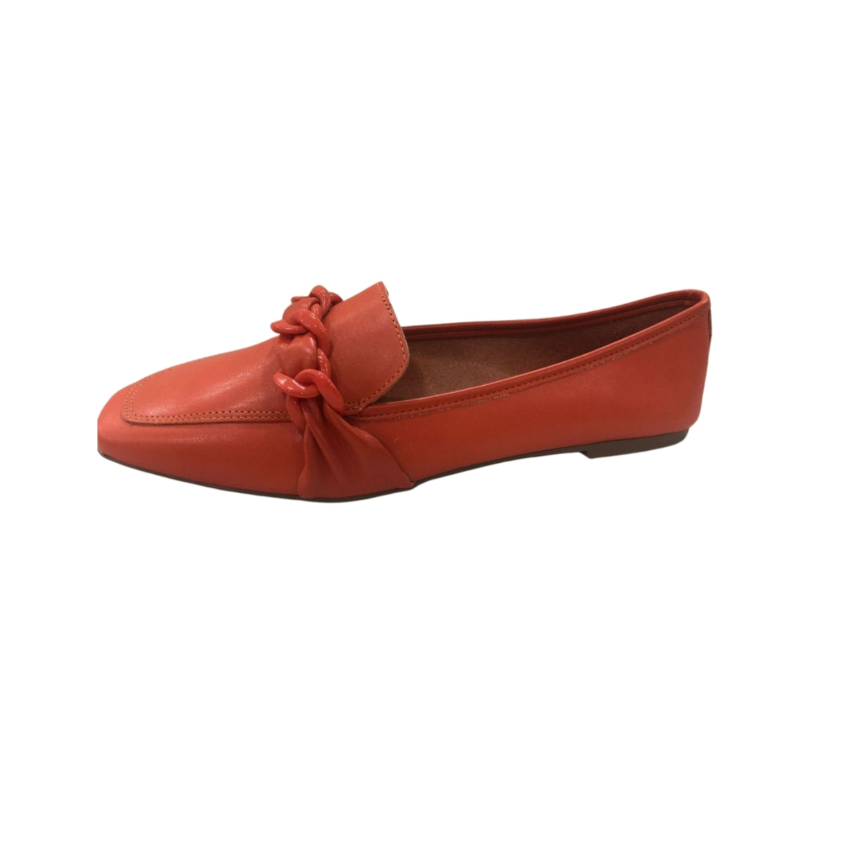 Sapatilha Atanado Stone Laranja em Couro com Detalhe em Cima