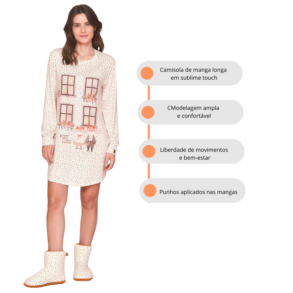 Camisola Manga Longa Feminina All Print Cots Cats em Sublime Touch