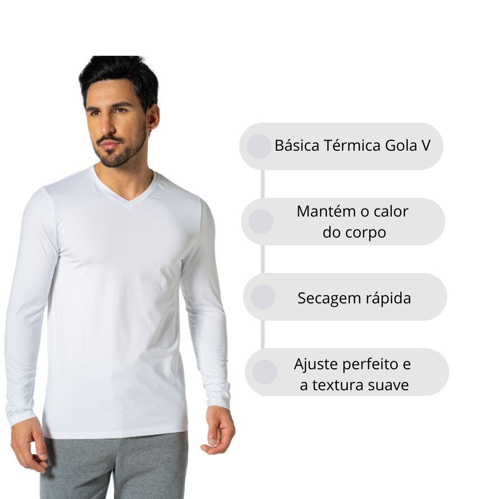 Básica Térmica Masculina  Gola V Manga Longa