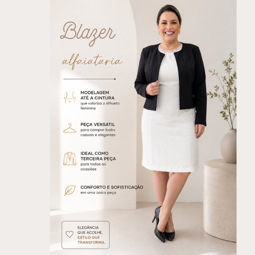Blazer Casaqueto Alfaiataria Feminino Moderno e Sofisticado