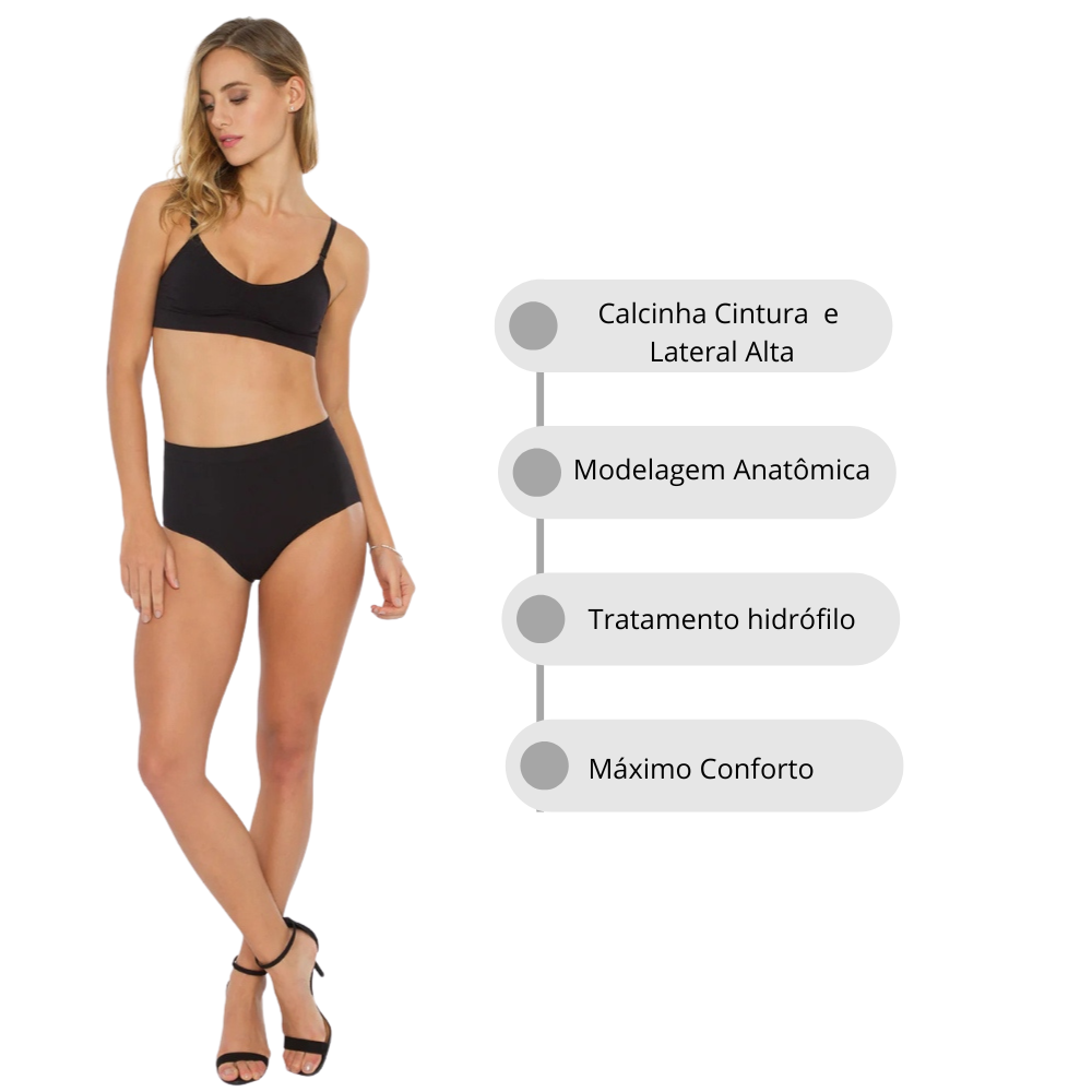 Calcinha Cintura Alta e Modelagem Anatômica para Máximo Conforto