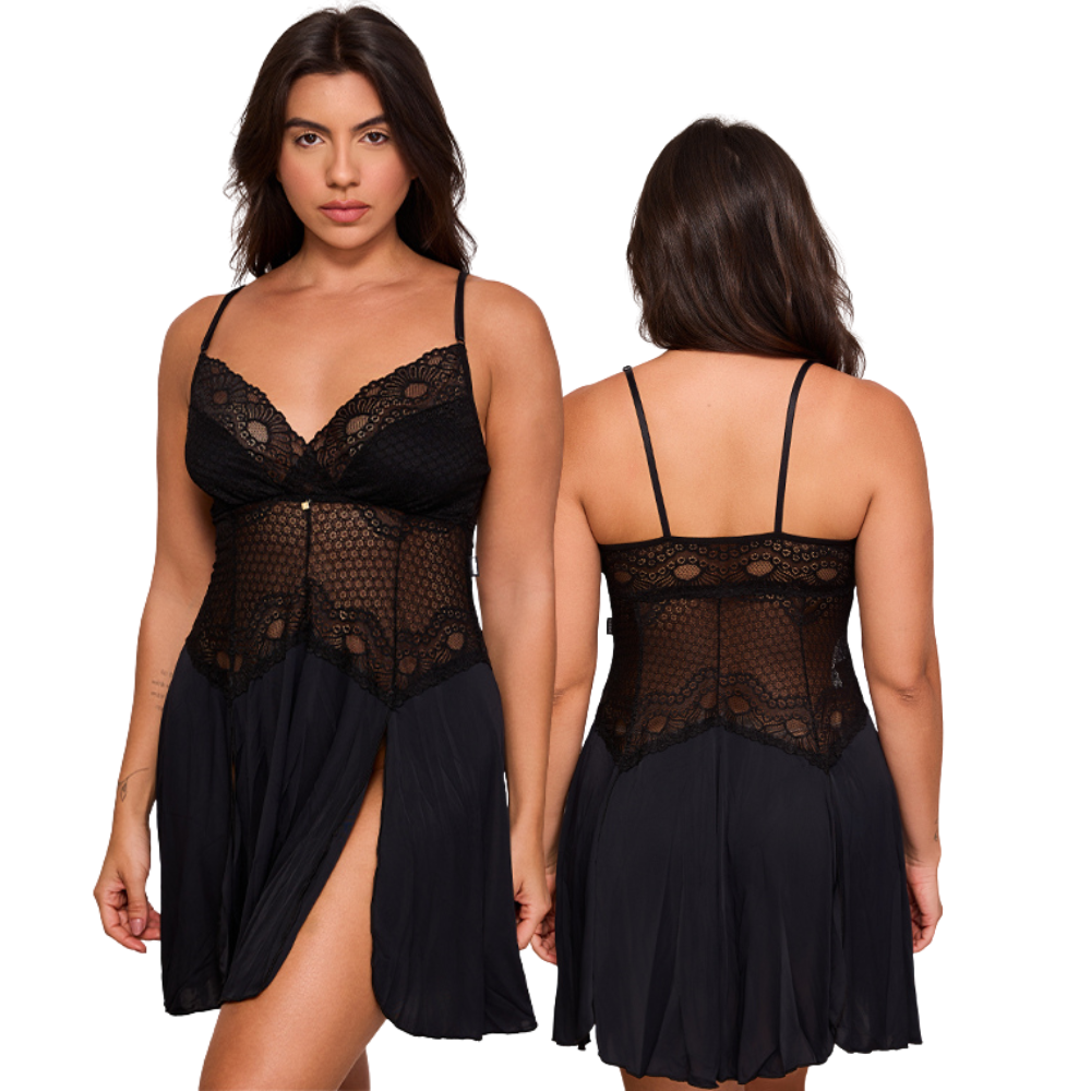 Camisola Sem Bojo em Renda com Fenda Elegância e Conforto