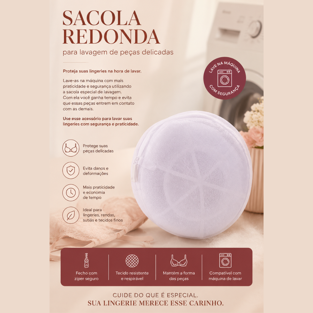 Sacola Redonda para Lavagem Peças Delicadas