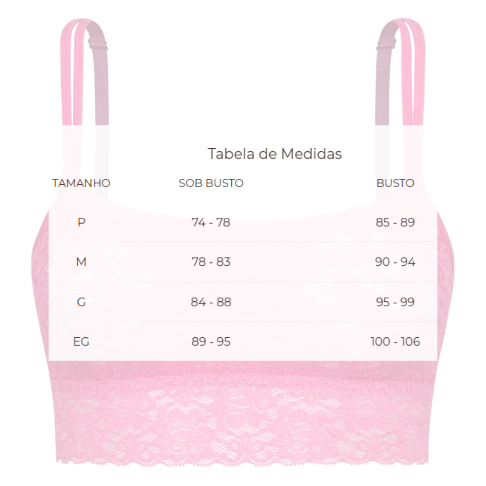Sutiã Top com Bojo Removível Renda