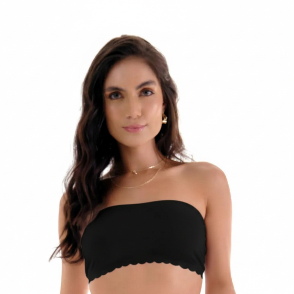 Sutiã Top Faixa com Renda e sem Costura Branco