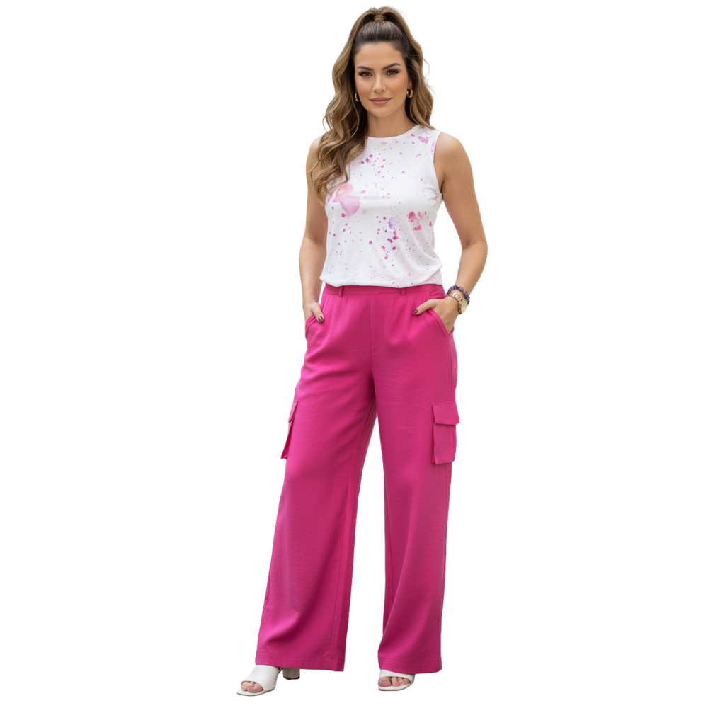 Calça Feminina Cargo Visco Tencel Paletizado