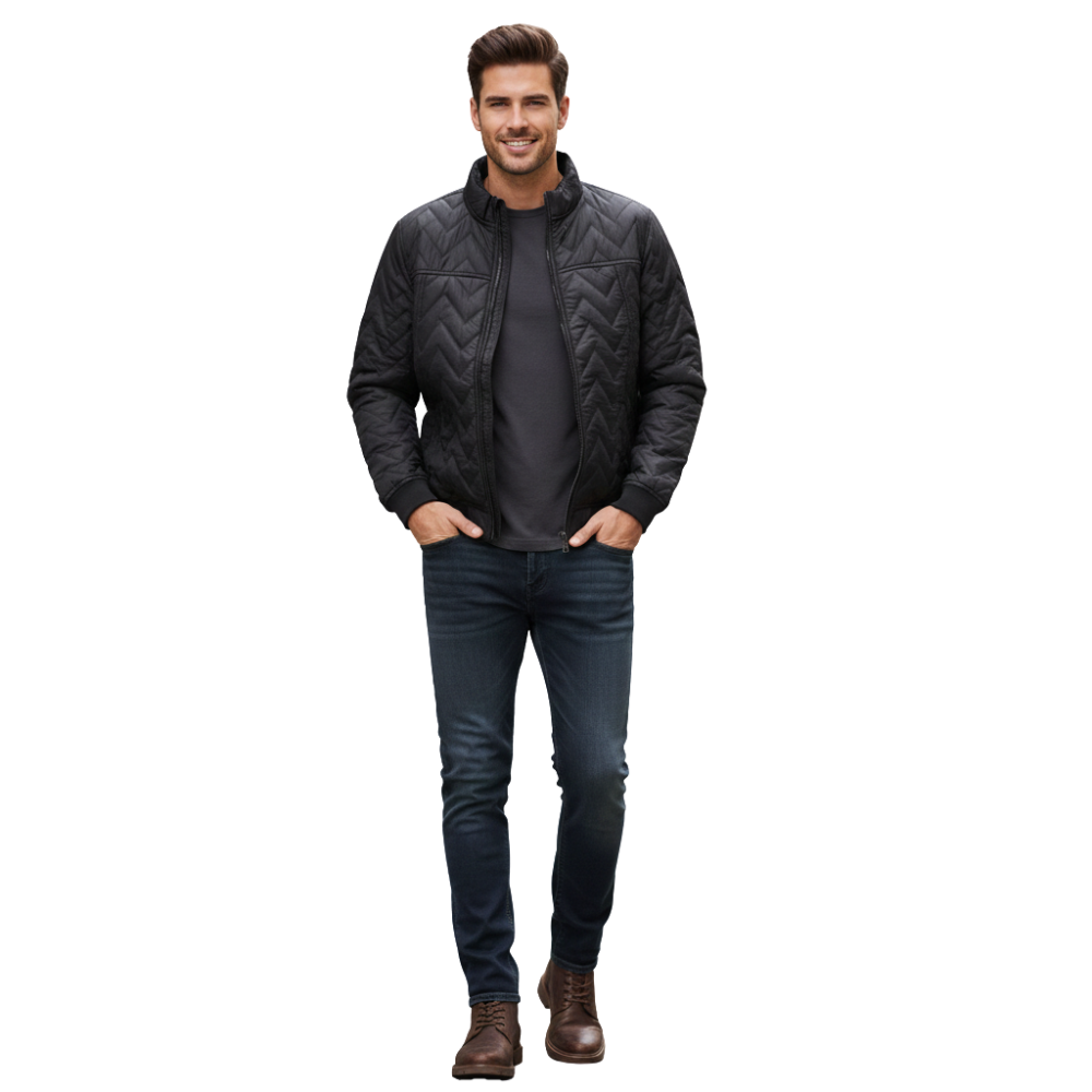 Jaqueta Masculina com Ziper Punho e Barra Ribana