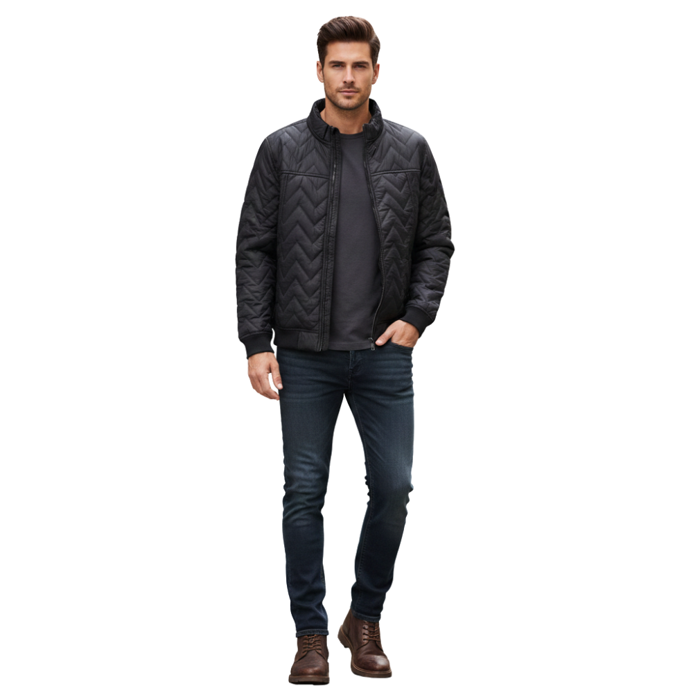 Jaqueta Masculina com Ziper Punho e Barra Ribana