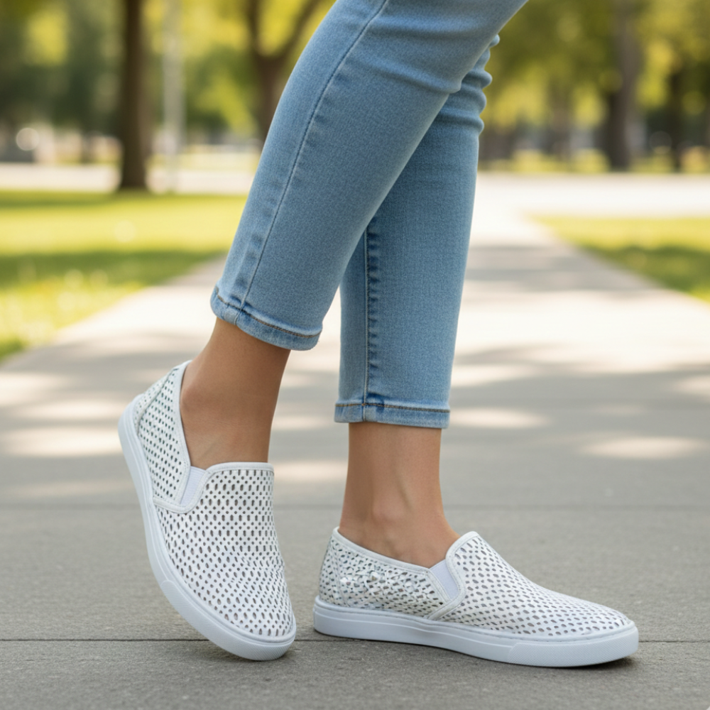 Tênis Feminino em Couro Vazado
