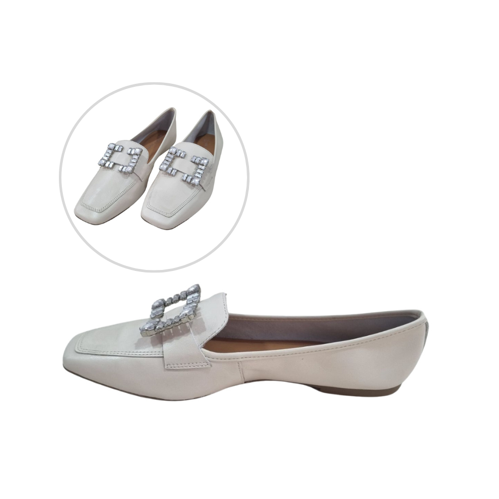 Sapatilha Atanado Monaco OFF White com Detalhe em Pedras