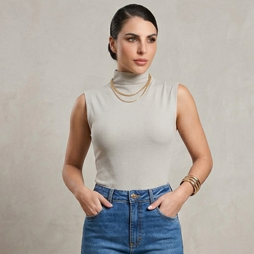 Blusa Regata com Gola Leve e Confortável