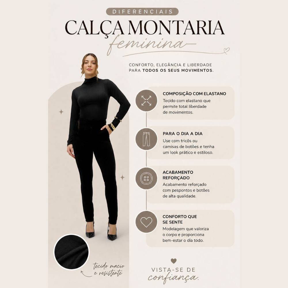 Calça Montaria Feminina em Suede Premium com Elastano - Detox