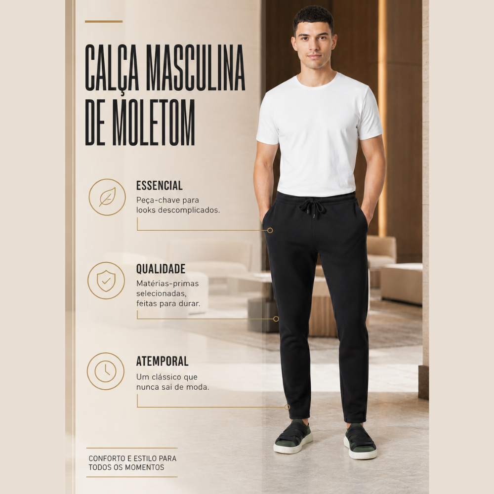 Calça Masculina de Moletom - Conforto para o Dia a Dia